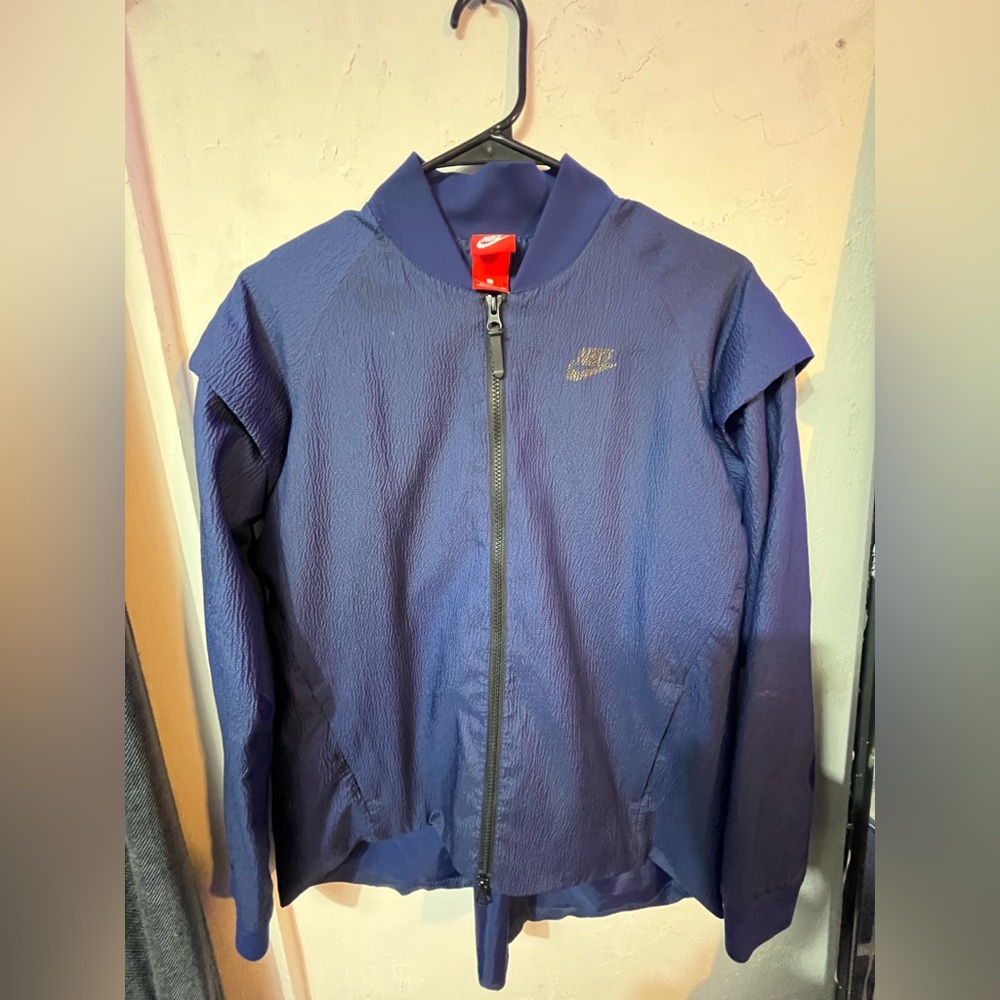 Navy blue medium zip up windbreaker jacket
